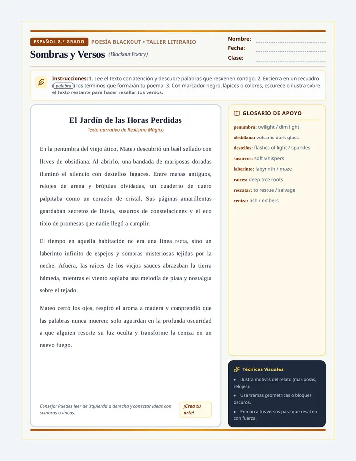 Sombras y Versos Worksheet