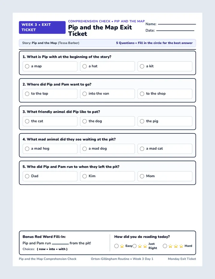 Week 3 Monday Story Exit Ticket