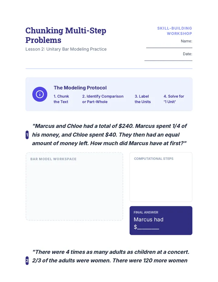 Chunking Word Problems Worksheet