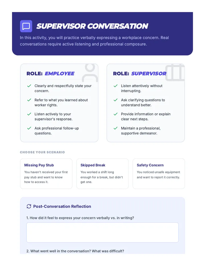 Role-Play: Supervisor Conversation Activity