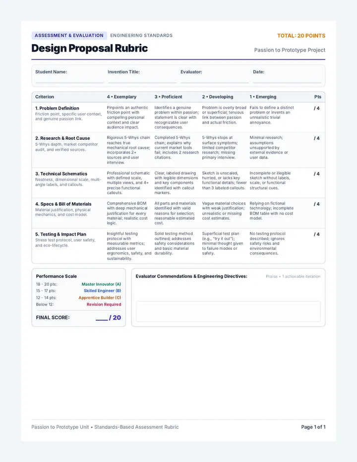 Design Proposal Rubric