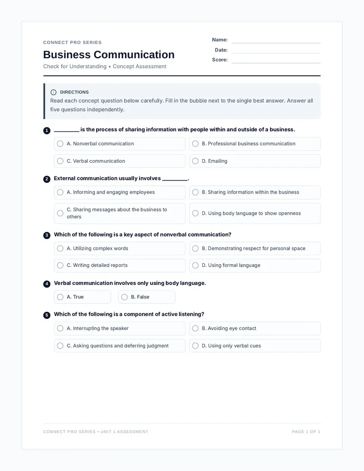 Connect Pro Worksheet