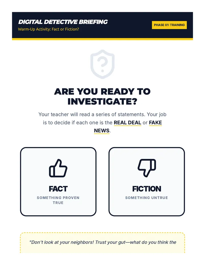 Fact or Fiction Warm-Up Activity