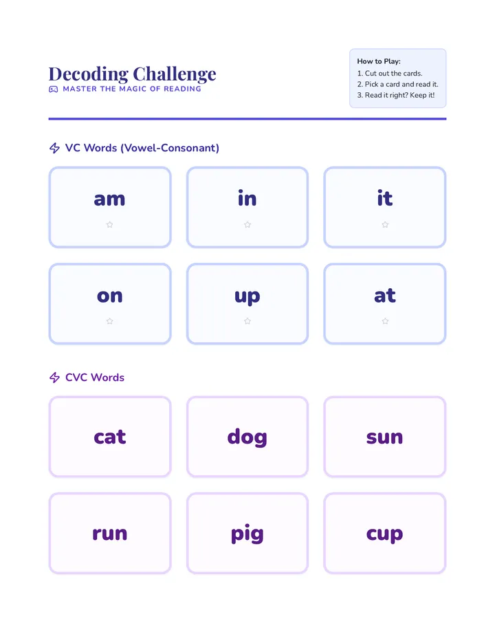 Decoding Challenge Game Cards