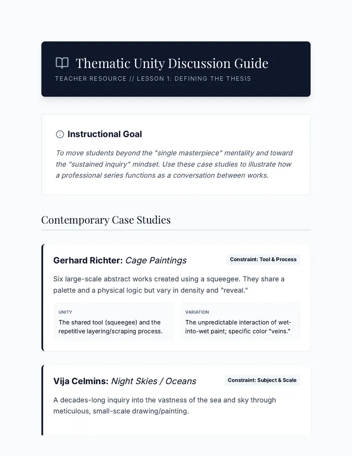 Thematic Unity Discussion Guide