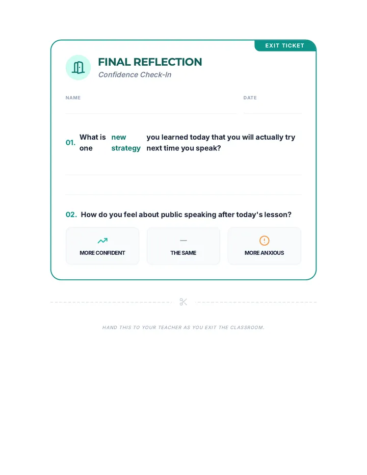 Anxiety Reflection Exit Ticket