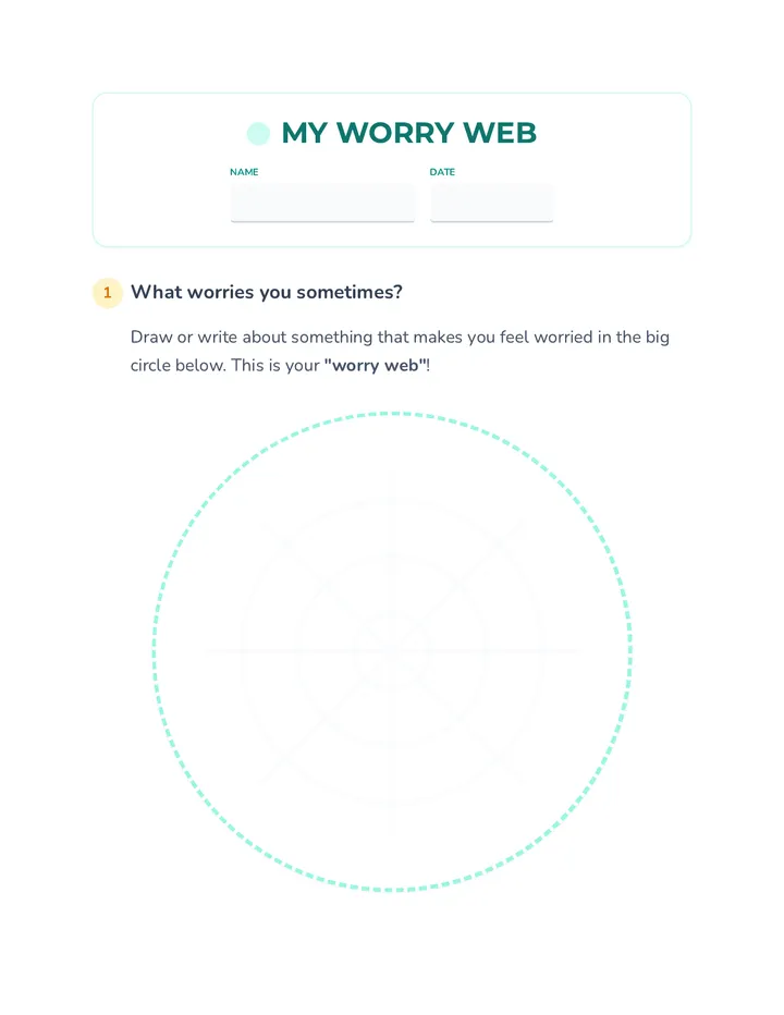 Worry Web Worksheet