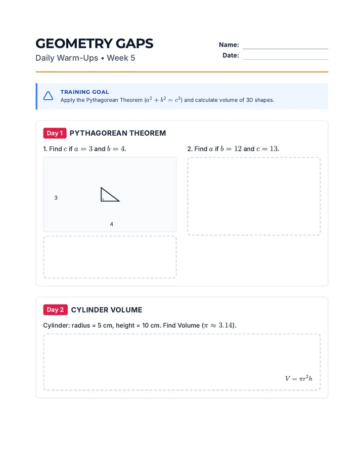 Geometry Gaps Warm-Ups