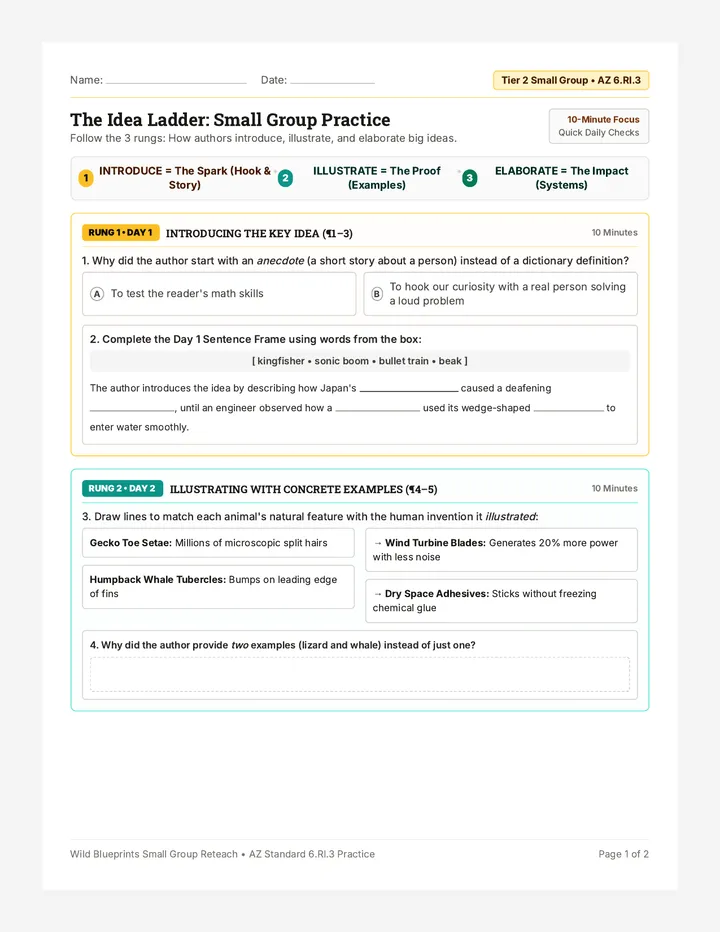 Small Group Reteach Sheet