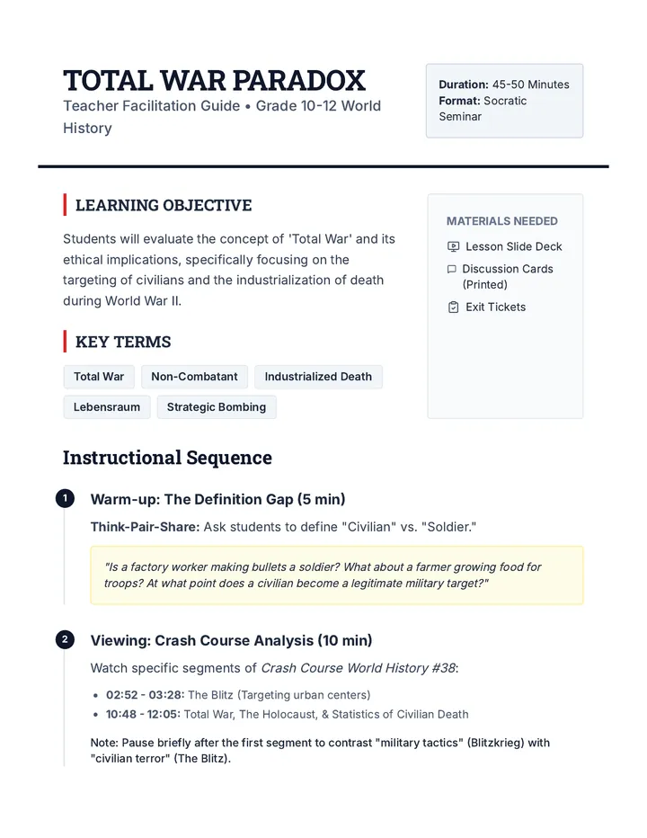 Total War Paradox Teacher Guide