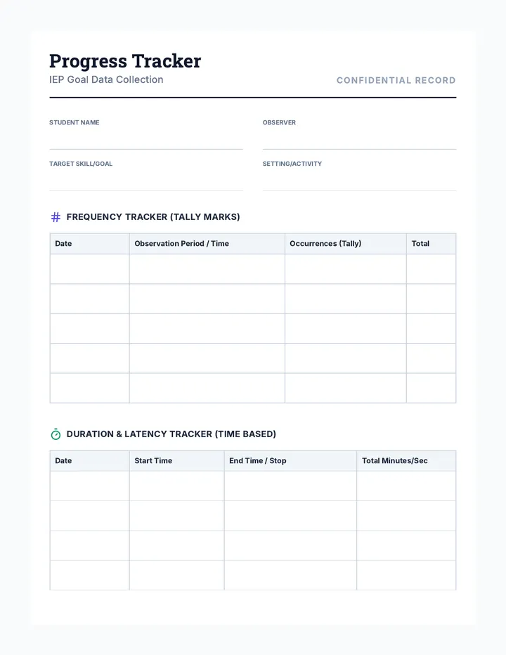 Progress Tracker Worksheet