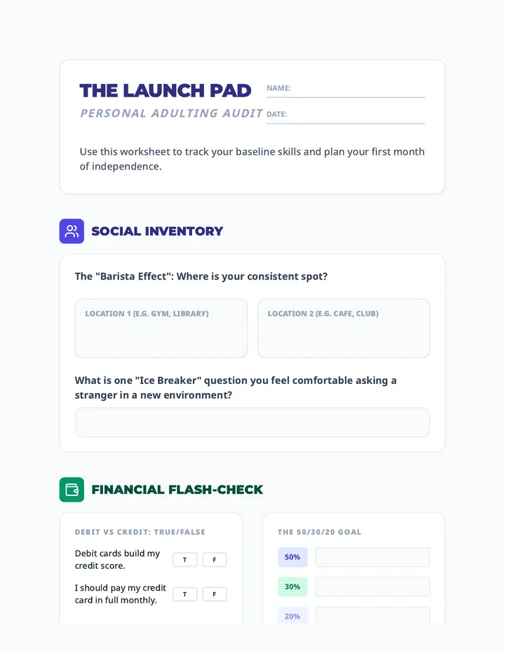 Adulting Audit Worksheet