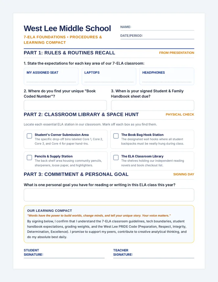 Expectations Checklist Handout