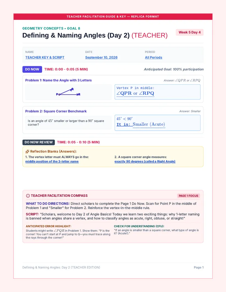 Angle Notation Day 2 Teacher Packet
