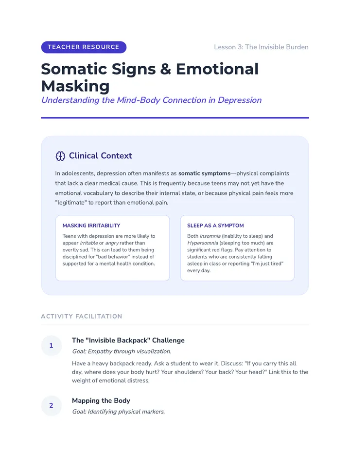 Somatic Signs Teacher Guide