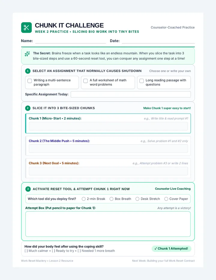Chunk It Challenge Worksheet