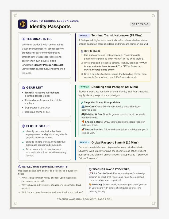 Identity Passport Teacher Guide