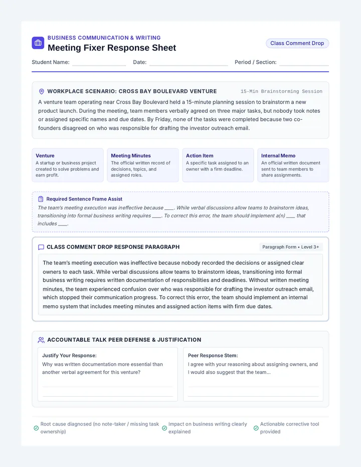 Meeting Fixer Response Sheet