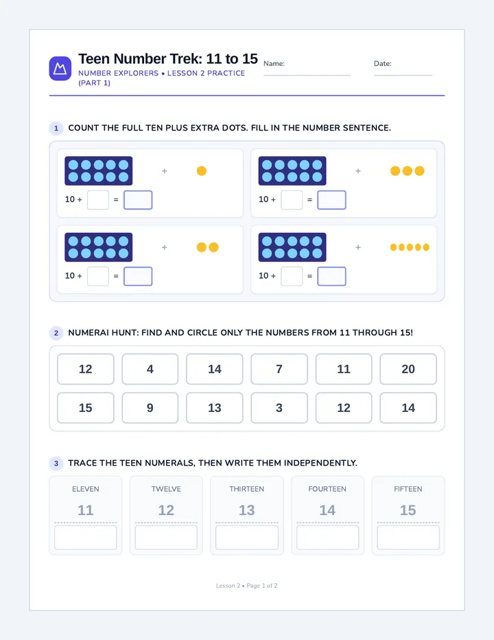 Teen Trek Worksheet