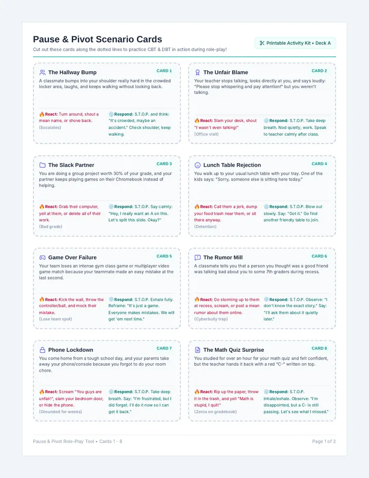 Pause Pivot Scenario Cards