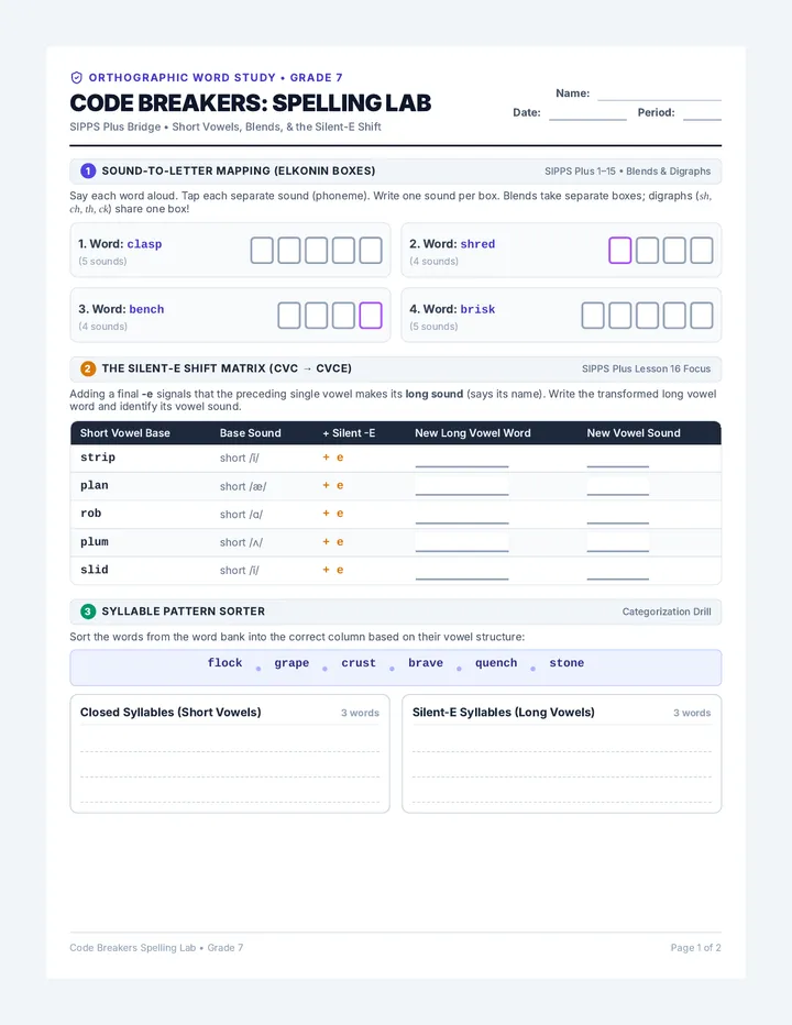 Code Breakers Student Worksheet