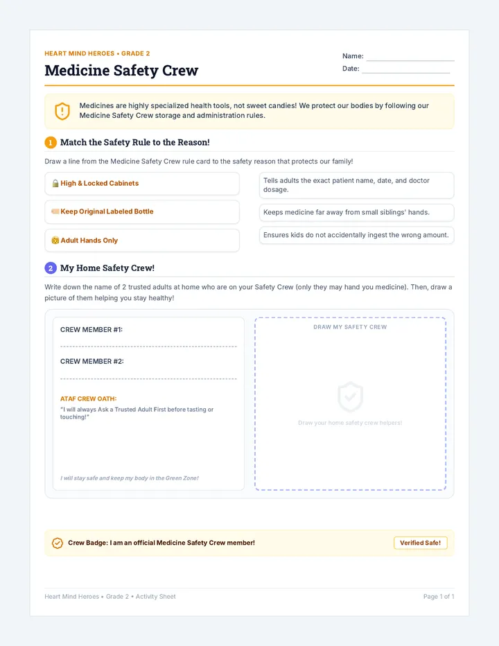 Medicine Safety Crew Worksheet