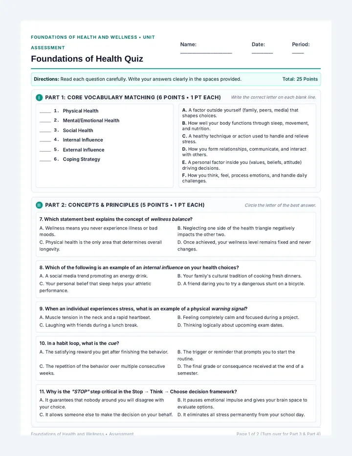 Foundations Unit Quiz