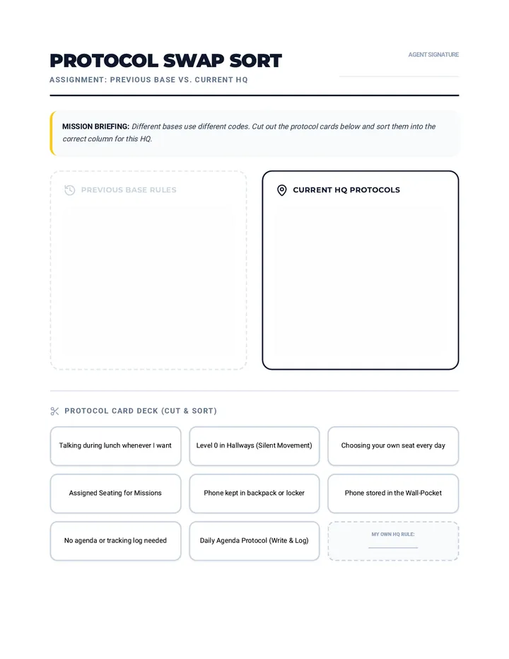 Rule Swap Sort Worksheet