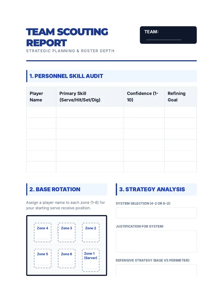 Team Scouting Report Worksheet