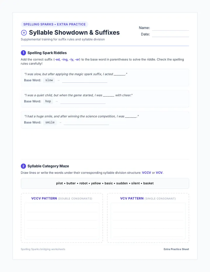 Suffix & Syllable Extra Practice