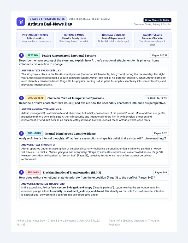 Story Elements Teacher Guide