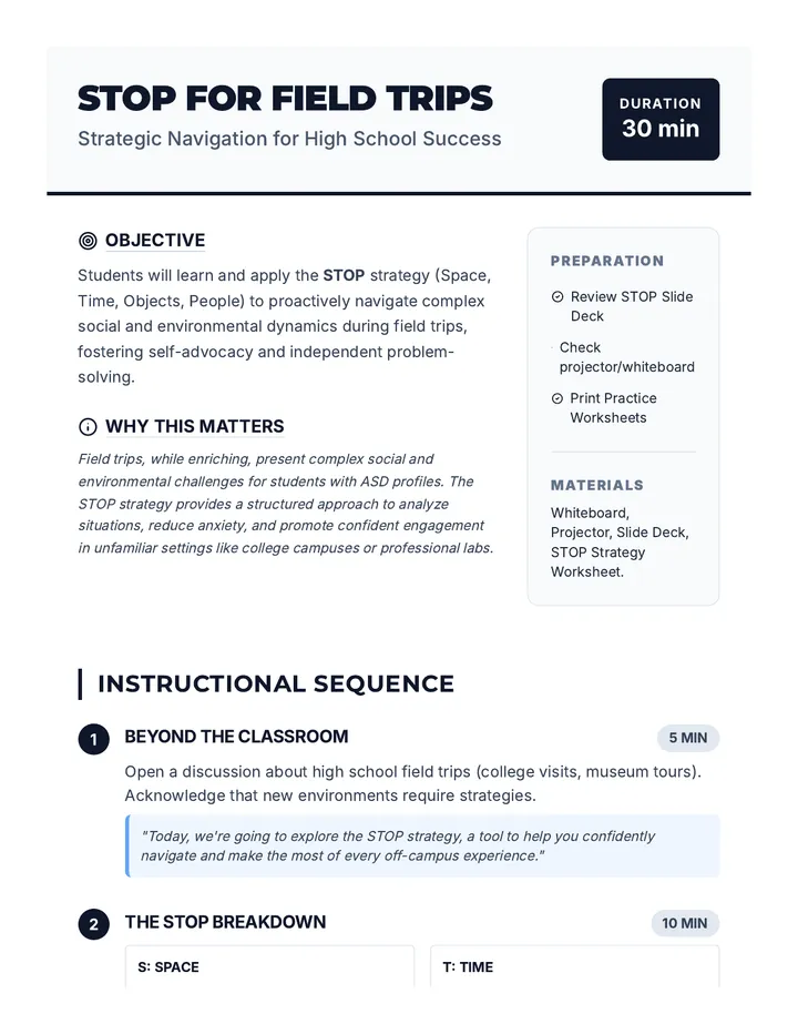 Field Trip Mastery Lesson Plan