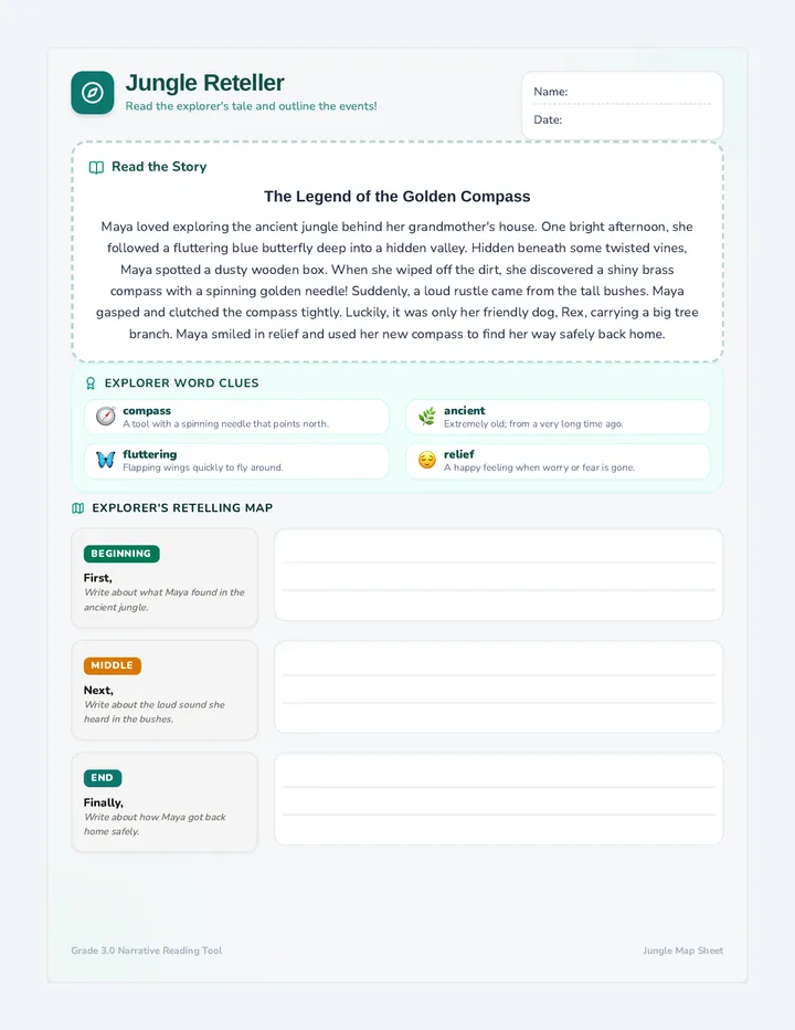Lost Compass Retelling Worksheet