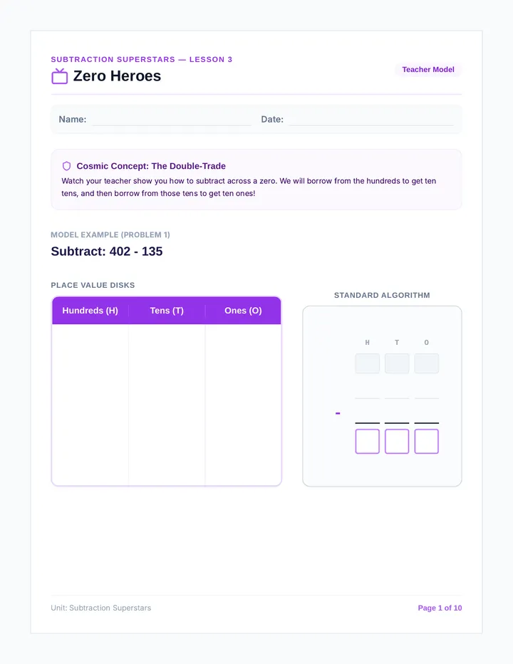 Zero Heroes Worksheet
