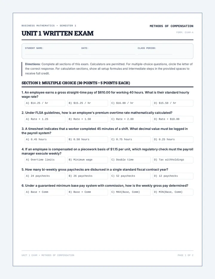Standard Compensation Written Exam