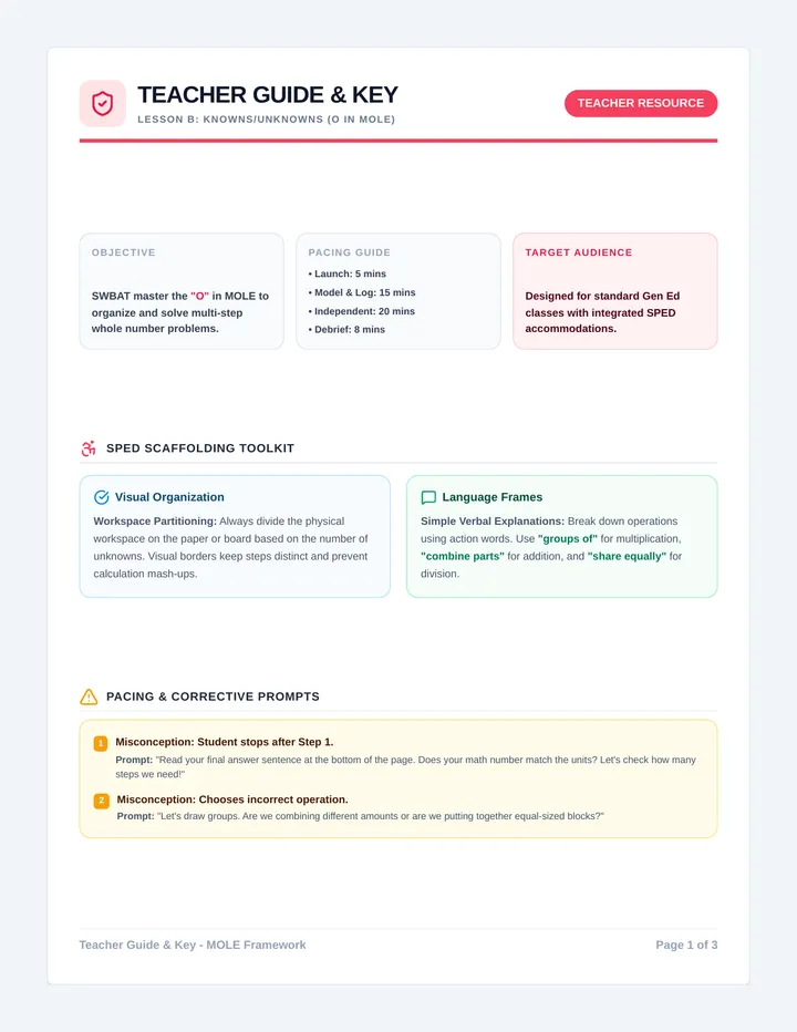 MOLE Teacher Guide and Answer Key
