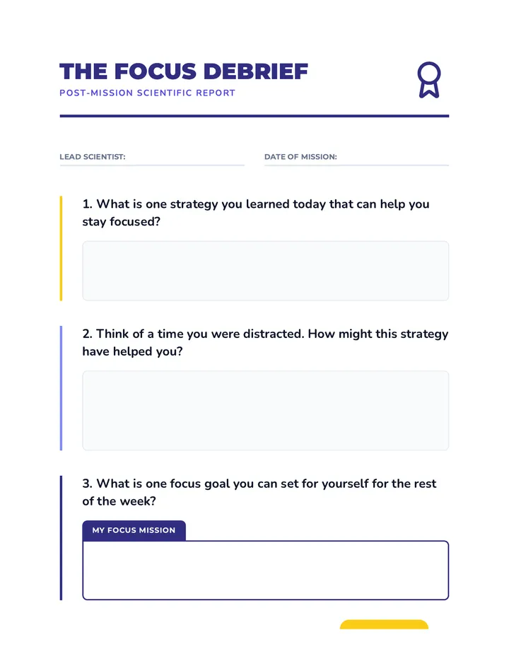 Focus Debrief Sheet