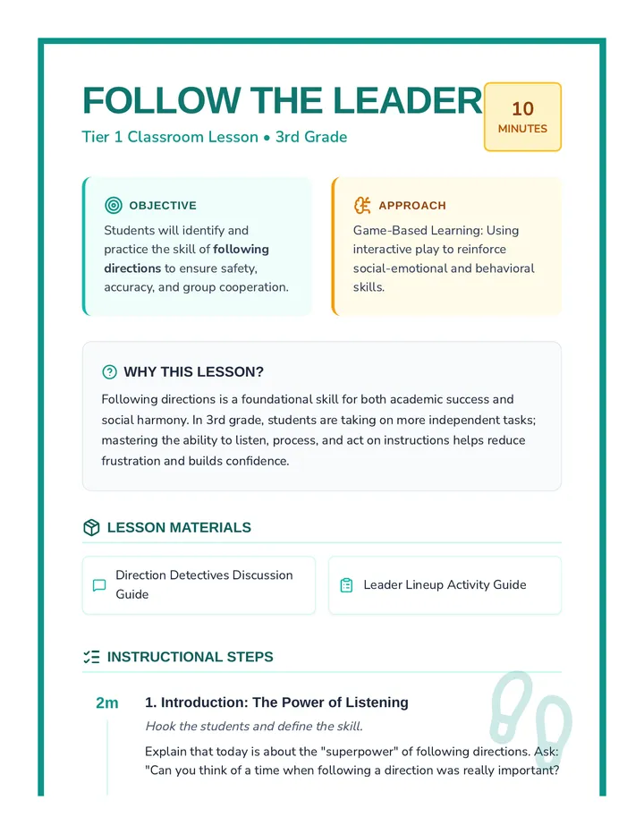 Follow the Leader Lesson Plan