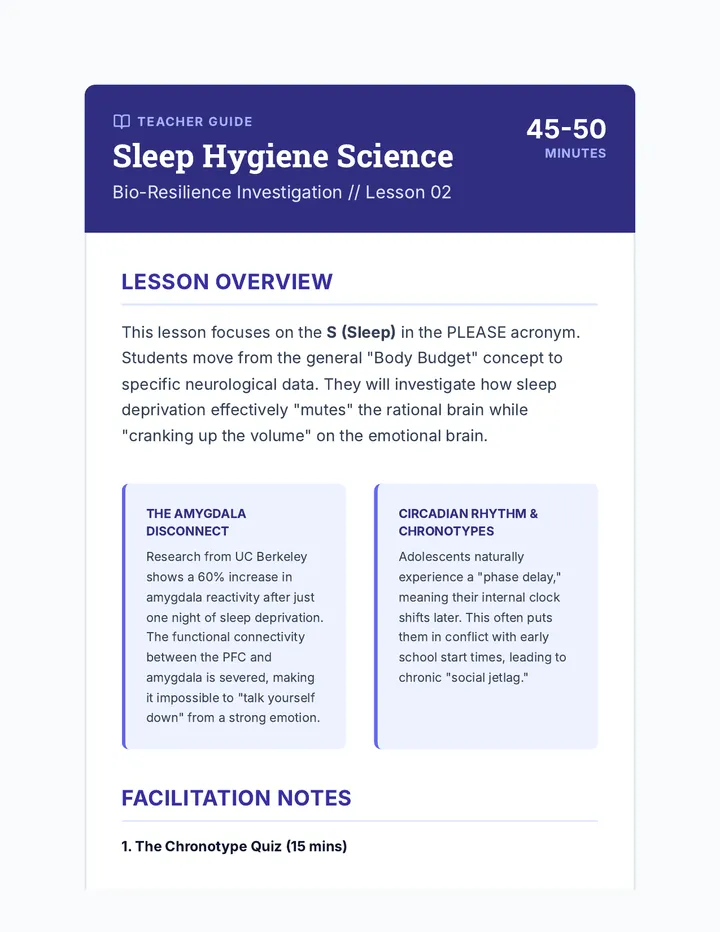 Sleep Science Teacher Guide