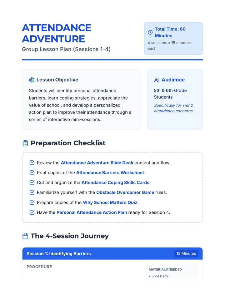Attendance Adventure Lesson Plan