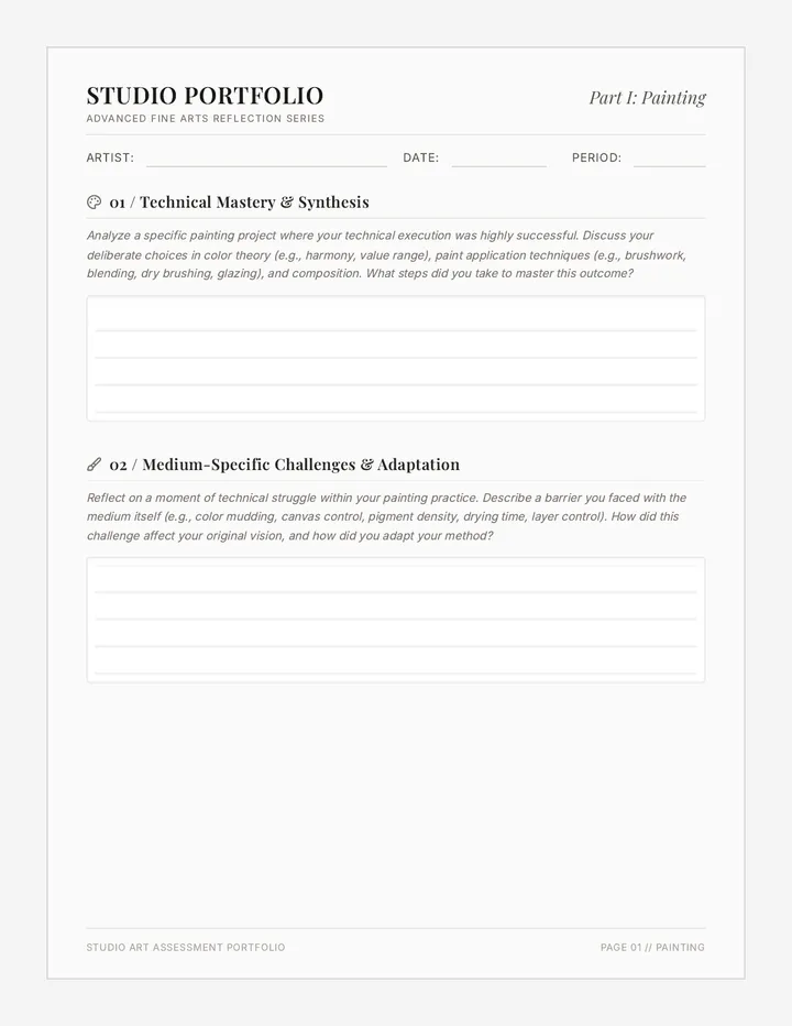 Studio Portfolio Reflection Packet