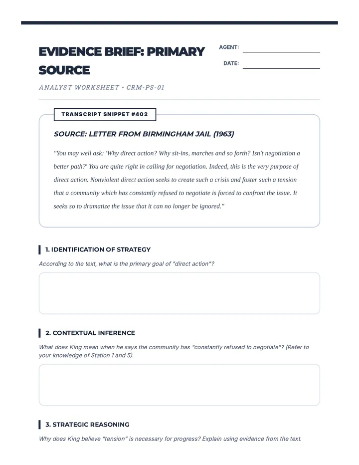 Primary Source Analyst Worksheet