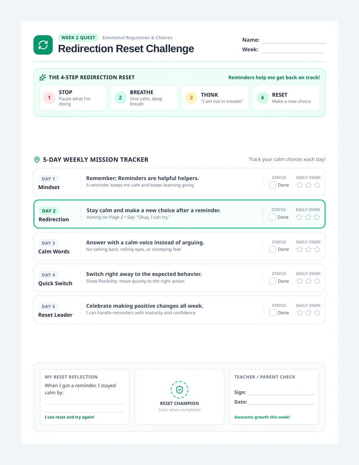 Redirection Reset Challenge Tracker