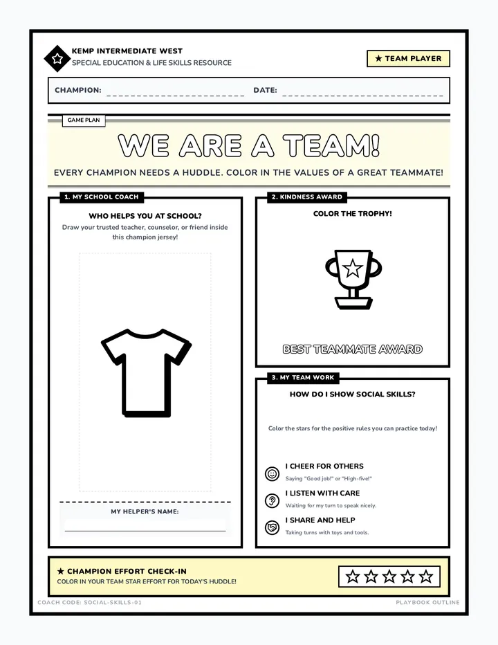 Team Player Coloring Sheet