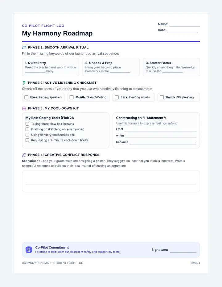 Harmony Roadmap Worksheet