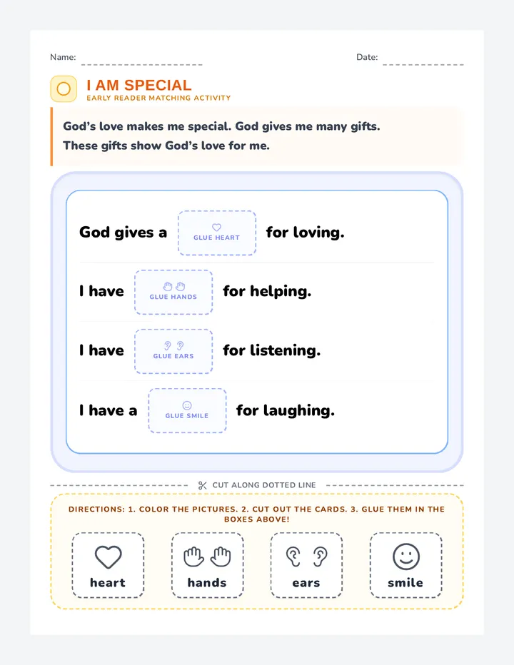 Special Gifts Cut and Paste Worksheet