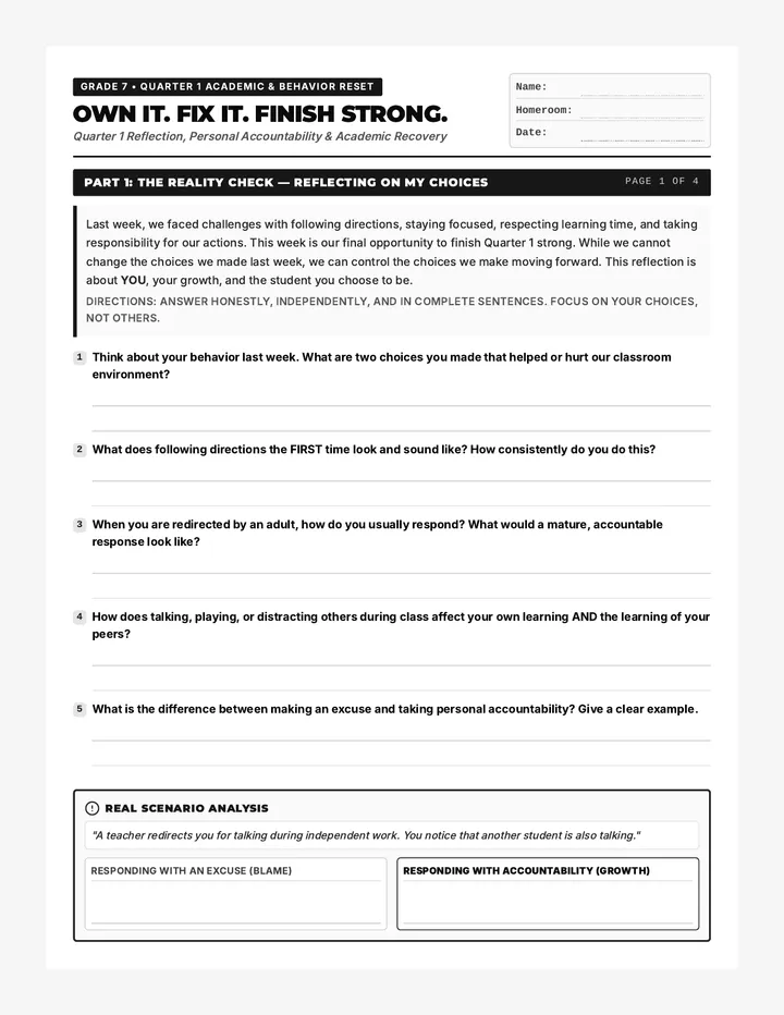 Finish Strong Reset Packet