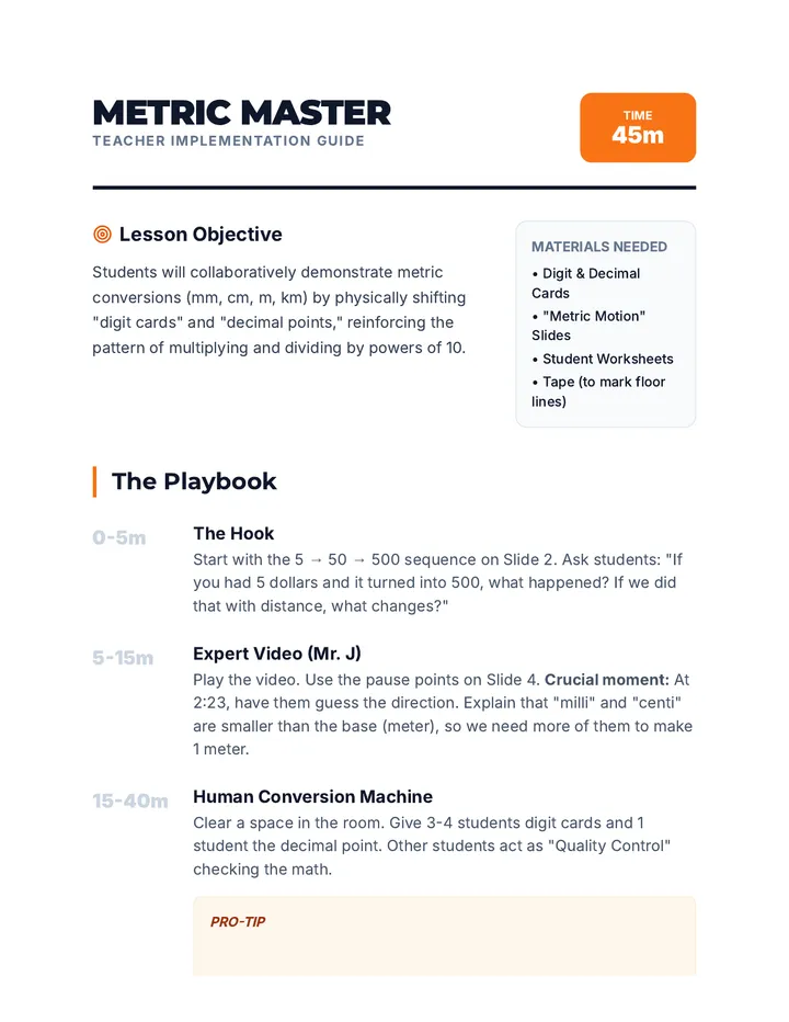 Metric Master Teacher Guide