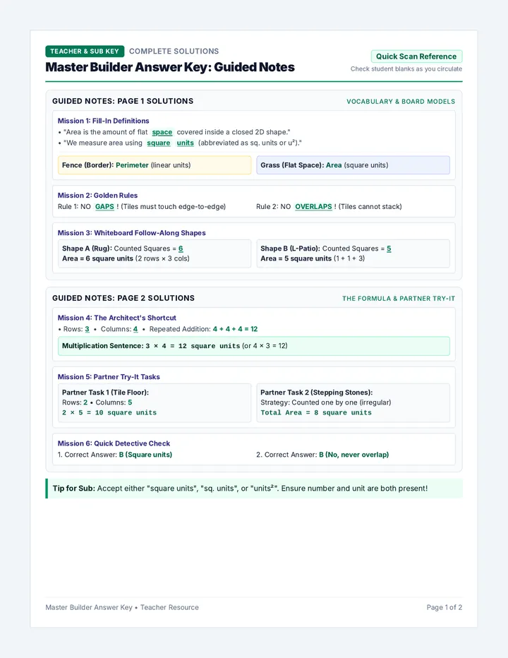 Master Builder Answer Key