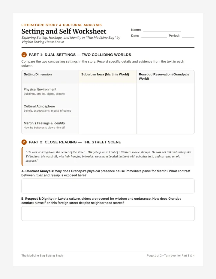 Setting and Self Worksheet